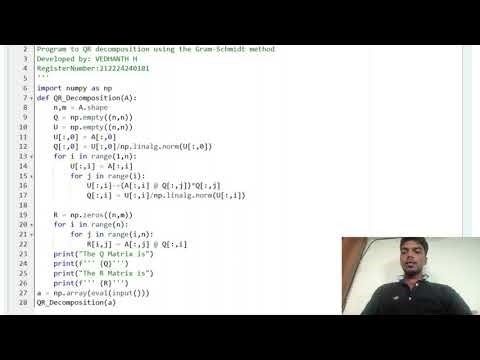 QR Decomposition using Gram Schmidt process