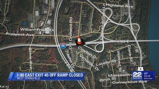 Mass. Pike Exit 45 off-ramp in West Springfield closed overnight
