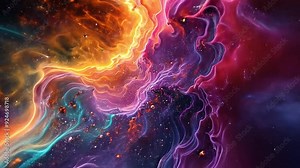 Psychedelic colourful abstract art with a fluid bubble of soap. bizarre designs with flowing colour waves and rainbows,