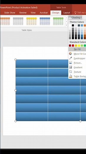 how we design the gradient table in PowerPoint