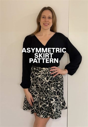 Do you think pattern drafting is hard? 🤔 Hmm… everything is hard before it becomes easy. ✨ It used to feel like pure magic to me — and now it’s honestly a pleasure. If you want to make a similar asymmetric skirt, just grab a basic skirt pattern and follow these steps: 1️⃣ Cut the pattern on a diagonal and leave the top part exactly as it is. 2️⃣ Take the bottom part and divide it into several sections. The more sections you create, the more ruffles you’ll get. I split mine into 4 equal parts by