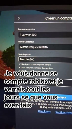 Le pseudo et le mot de passe est marqué