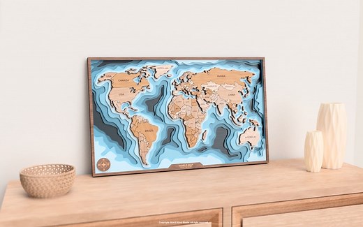 3D World Map | Laser Cutting Files for Creating Multilayered Wall Art Available in SVG, AI, DXF, and Lightburn Format - Etsy UK