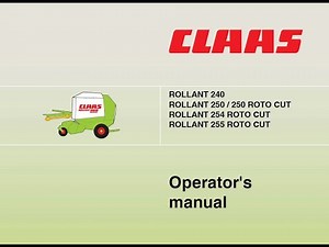 Claas Rollant 240 - 250/250 RC - 254 RC - 255 RC Operator's Manual