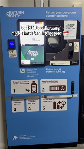 We Returned Our Bottles in Singapore & Got $0.20 Back! ♻️💰 | Bottle Recycling