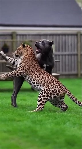 Leopard Invades Backyard, Cane Corso Fights Heroic Stand #wildlife #dogfight #leopard