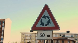 Roundabout Sign Plate Indicating 50 Meters Stock Footage Video (100% Royalty-free) 3498126967 | Shutterstock