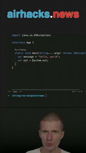 One-Liner: Write A String to an OutputStream #java #shorts #coding #airhacks