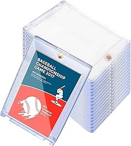 50 Pcs 75 Pt Acrylic Magnetic Card Holders One Touch Card Holder Clear Card Protectors Hard Plastic Magnetic Card Case for Sports Baseball Trading Card Storing Displaying(2.5 x 3.54 Inch)