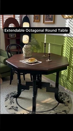 Extendable octagonal round table Walnut