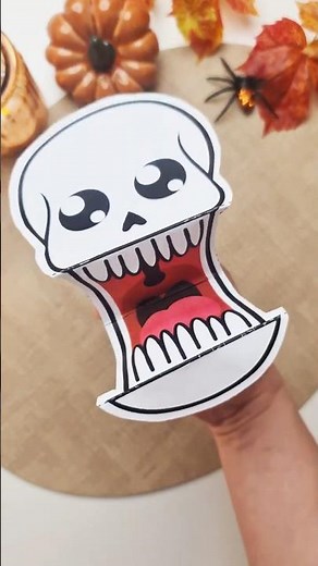 💀 Skeleton Puppet DIY | Easy Halloween Craft + Free Template #shorts_video