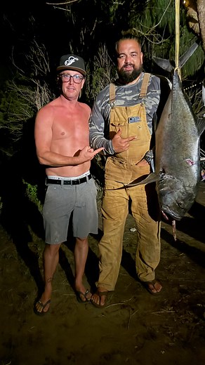 HANAPA’A 🎣🎣🎣 @moakane_of_waihee with this beauty 46 Ulua landed at an undisclosed location on #maui. Brilliant hook set @kanakamanu_44 and Mahalo all for an incredible evening! #holoholo #hanapaa #ulua | Tom Houston