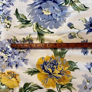 Vintage Blue and Yellow Floral Garden Fabric - Etsy