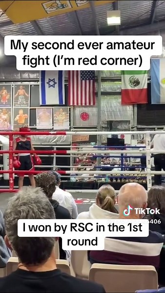 Amateur Boxing Match Win in Red Corner