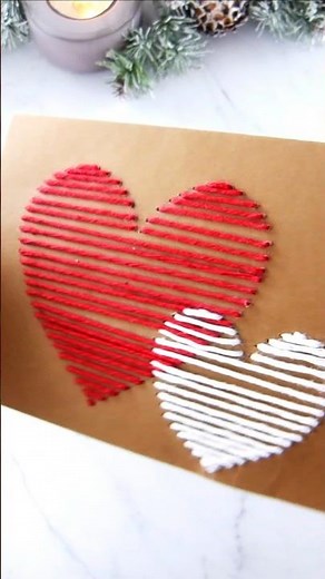 How to Make a Yarn Heart Card #shorts #papercraft #diy #giftideas #asmr #mothersday