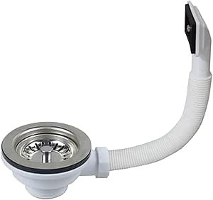 Stainless Steel Overflow Sink Drain Kit,4-1/2'' Kitchen Drain Strainer Assembly,XK137C046