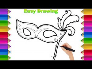 How to draw carnival mask | Face mask drawing step by step | Draw festival mask for kids #kidsvideo