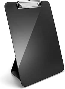 Officemate Recycled Plastic Free Standing Clipboard with Easel Back, Lightweight Portable Writing Foldable Clip Board for School, Office, Home, Restaurant, Black (83039)