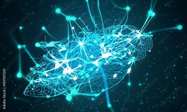 3D Animation of Neurons firing electrical impulses. Nerve Cell Activity in the Brain, Neurogenesis, Neurotransmitters, Synapse. Nervous System.
