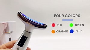 Red Light Therapy for Face and Neck, 4 Color LED Facial Massager Device, Neck Face Beauty Device with Vibrating, Warming Function, Neck Face Massager for Enhanced Face, Neck and Shoulder Care (White)