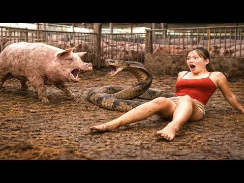 72 Hours Horror :Giant Cobra Sprays Venom on a Pig on a Farm-Girl Panicked When The Pig Was Poisoned