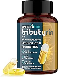 Tributyrin Supplement for Gut & Immune 800mg | High Bioavailability with Microencapsulated Probiotics & Prebiotics - Advanced Liquid-Filled Tributyrin Complex, Gluten Free, 90 Capsules