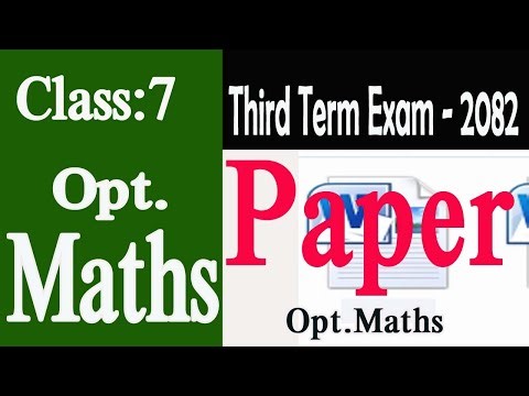 Class 7 Opt Maths Paper of Third Term Exam 2082