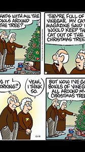 47K views · 272 reactions | Vinegar bowls: the new Christmas tree security system—keeps the cat out, but leaves you with a smelly mess!"  #EarlAndOpelLove #fblifestyle #picklescomichub #OpalandEarl #PicklesMyLife #PicklesComic #comiclife #comicworld #PickleMyLife | Pickles Comic Hub | Facebook