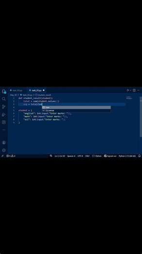 Student Result Calculator#coding #python #programming #pythonshorts #codingshorts#dictionaryinpython