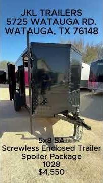 2026 New 5x8 SA Screwless Enclosed Trailer | Blackout | Spoiler Package | barn doors | 1028 |$4,550