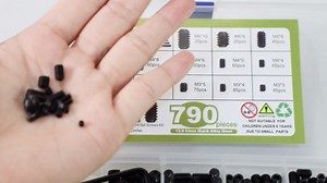 1317 Pcs 26 Size Metric + SAE Set Screw Assortment Kit Head Socket Hex Metric Set Screws Assortment Kit Black Zinc Plated 12.9 Alloy Steel Cup-Point Screws (M3-M8, 1/8"-40 to 5/16"-18)