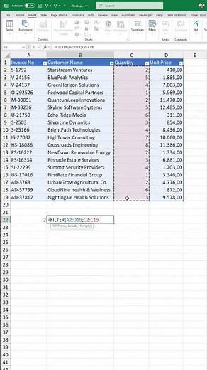 Using Filter and Sum formulas in Excel