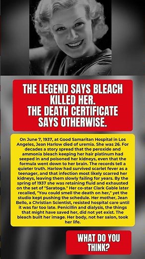 The Real Reason Jean Harlow Died at 26 Was Not Her Bleach #JeanHarlow