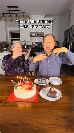 Birthday cake ceremony for dad. Mom also got another gift for her birthday which was not long ago. #koreandad #koreanmom #koreanfood #kdrama | Crazy Korean Cooking