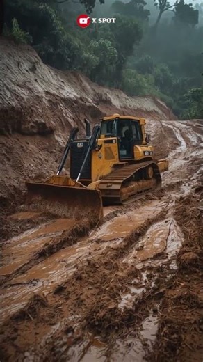 Bulldozer Destroyed by Landslide Rock Impact! #excavator #xcavator #automobile
