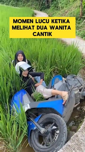 funny moment when two beautiful women plunged into the rice fields ‼️‼️ #lol #funny #plunged #ric...