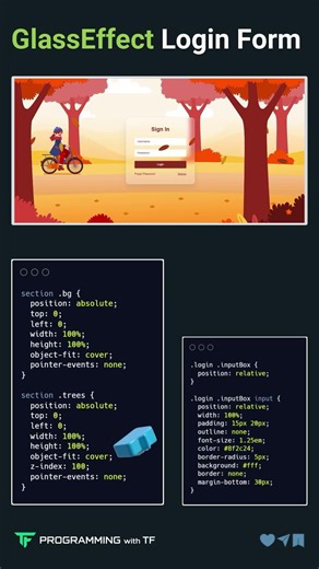 Glass Effect Login Form 🔥 HTML CSS Login Page Design Tutorial | Modern UI 2026