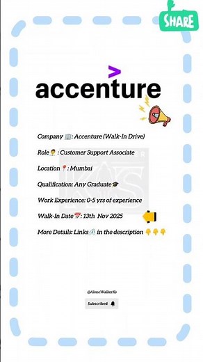 Accenture is Hiring 📢 | Customer Support Associate | Entry Level jobs
