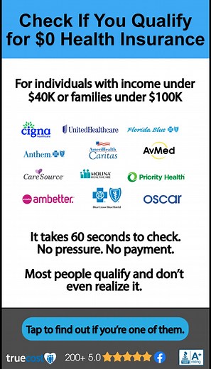 The Affordable Care Act (ACA) makes it possible for millions to get full-coverage health insurance starting at $0/month — depending on your income. If you earn under $40K (single) or $100K (family), you could qualify for coverage that includes: ✅ Doctor Specialist Visits ✅ ER, Prescriptions, Mental Health ✅ Pregnancy Surgeries ✅ Pre-Existing Conditions — covered This is the same type of plan trusted by thousands of families we’ve already helped. ⏳ Check eligibility in under a minute. No payment.