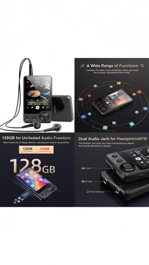 Mechen D53 128GB Mp3 Player with Bluetooth-compatible, 2.4'' Touch Screen, HiFi Speaker, Voice Recorder, Fm Radio, Supports Up to 512gb SD Card #electronics #hometech #speakers #smartphones #recordplayer #amazongadgets #bestheadphones #homeaudiofinds #techaccessory #sleepheadbandwithbluetooth
