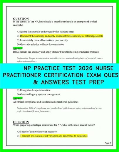 NP PRACTICE TEST 2026 | Nurse Practitioner Certification Exam Questions & Answers (TEST PREP)