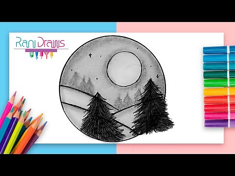 Cómo dibujar un PAISAJE DE INVIERNO con lápiz - ideas de dibujos fáciles