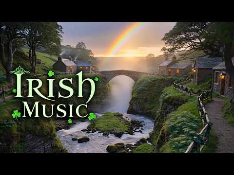 Cliffside Irish Village at Sunset 🍀 Relaxing Celtic Music Over a Hidden Valley