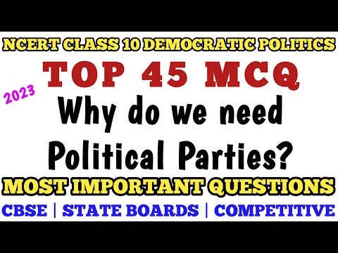 Best MCQ Class 10 Why do we need Political Parties | Political Science Chapter 3 #mcqncert #ncert