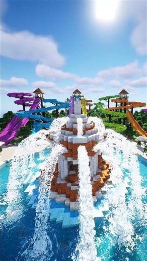 Who wants to visit this water park? 🏝️ #minecrafttutorial #shorts #minecraftbuilding