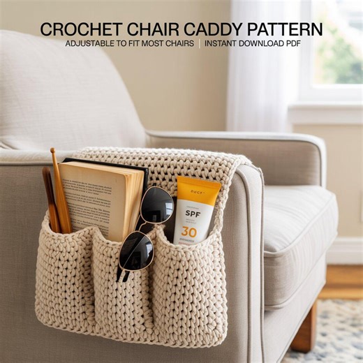 Crochet Chair Caddy Pattern: DIY Storage Organizer (PDF Pattern) - Etsy