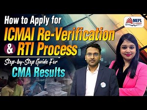 How To Apply For ICMAI Re-Verification & RTI Process For CMA Results | MEPL- Dipak Agarwal Sir