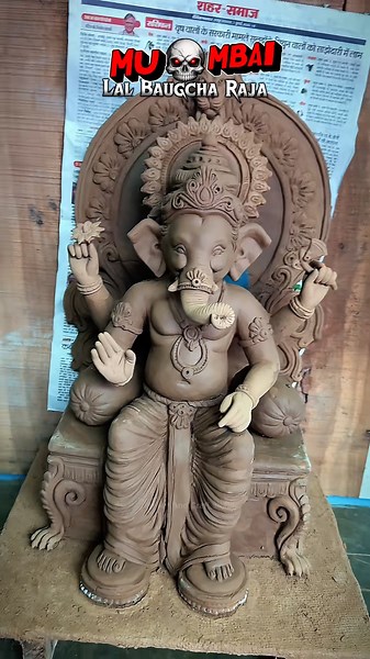 Lalbaug Cha Raja making at home/how to make ganesh ji face with mitti #shorts