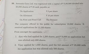 26. Accounts Guru Ltd. was registered with a capital of ₹ 5,00,... | Filo
