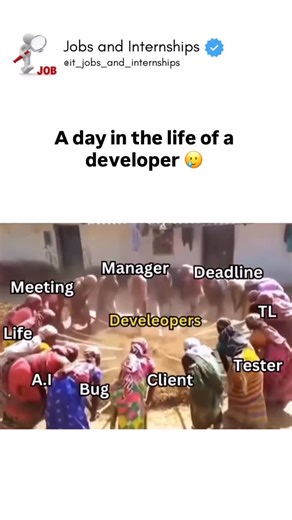 Jobs and Internships | A day in the life of a developer 🥲 #funnyvideos #viralmemes #trendingsongs #corporatereels #corporatememe #worklife #boss #employee... | Instagram